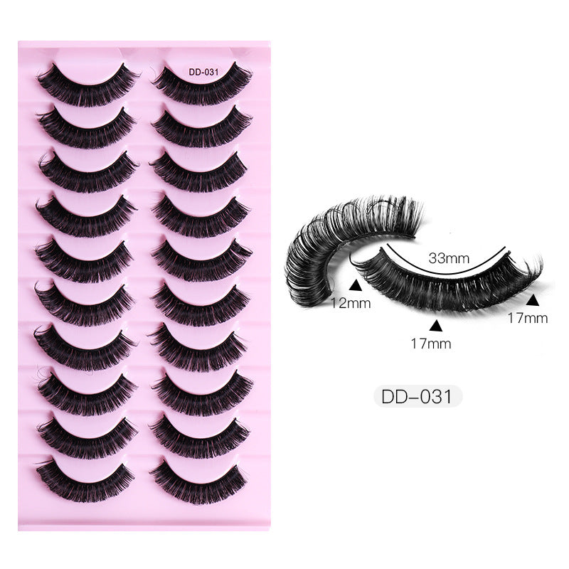 New DD Russian Large Roll Grafting Free False Eyelashes 10 Pairs Of Multi-Layer Thick Cross Mink Like Eyelashes - Korvel
