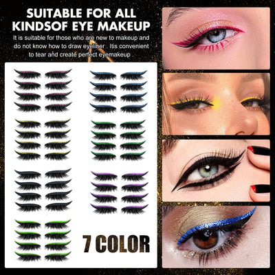 New Glitter Self-Adhesive Eyeliner Eyeshadow Sticker Double Eyelid False Eyelashes Waterproof Party Eye Makeup Sticker - Korvel