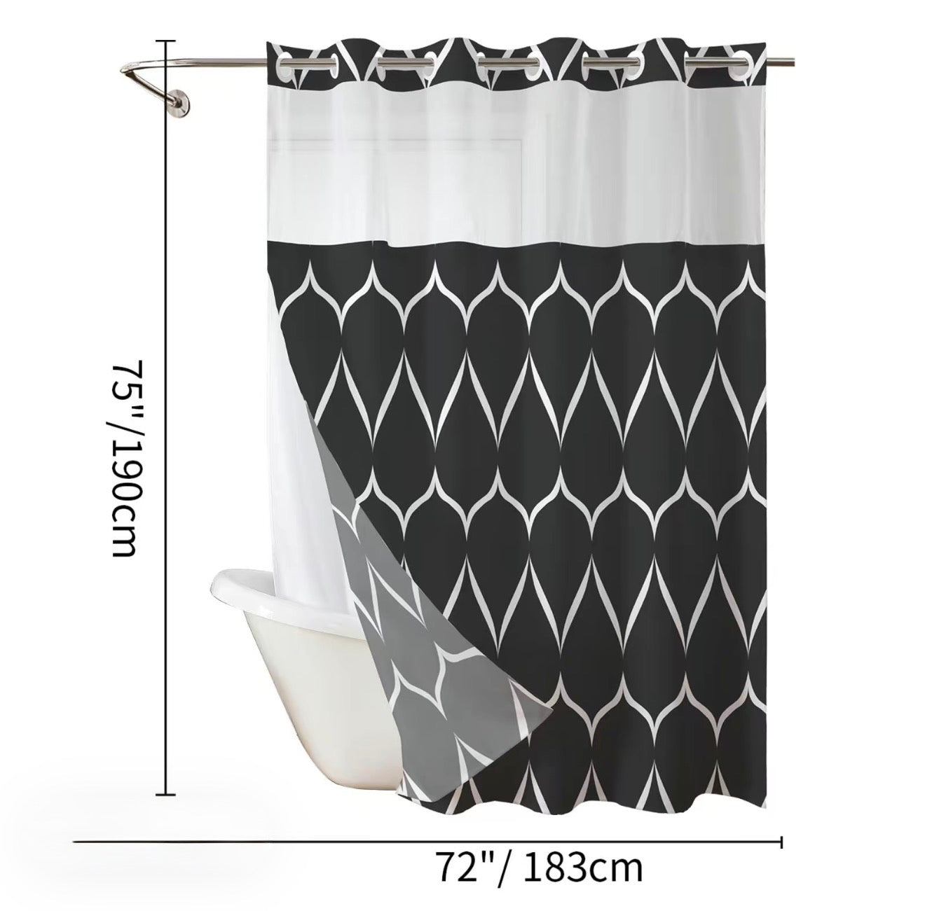 Cortina de Ducha GeoWave - Diseño Moderno y Fácil Cuidado