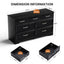 Modern 3 Drawer Bedroom Chest of Drawers with 7 Drawers Dresser, Clothes Organizer -Metal Pulls Black, 47.6″L x 15.7″W x 26.6″H - Korvel