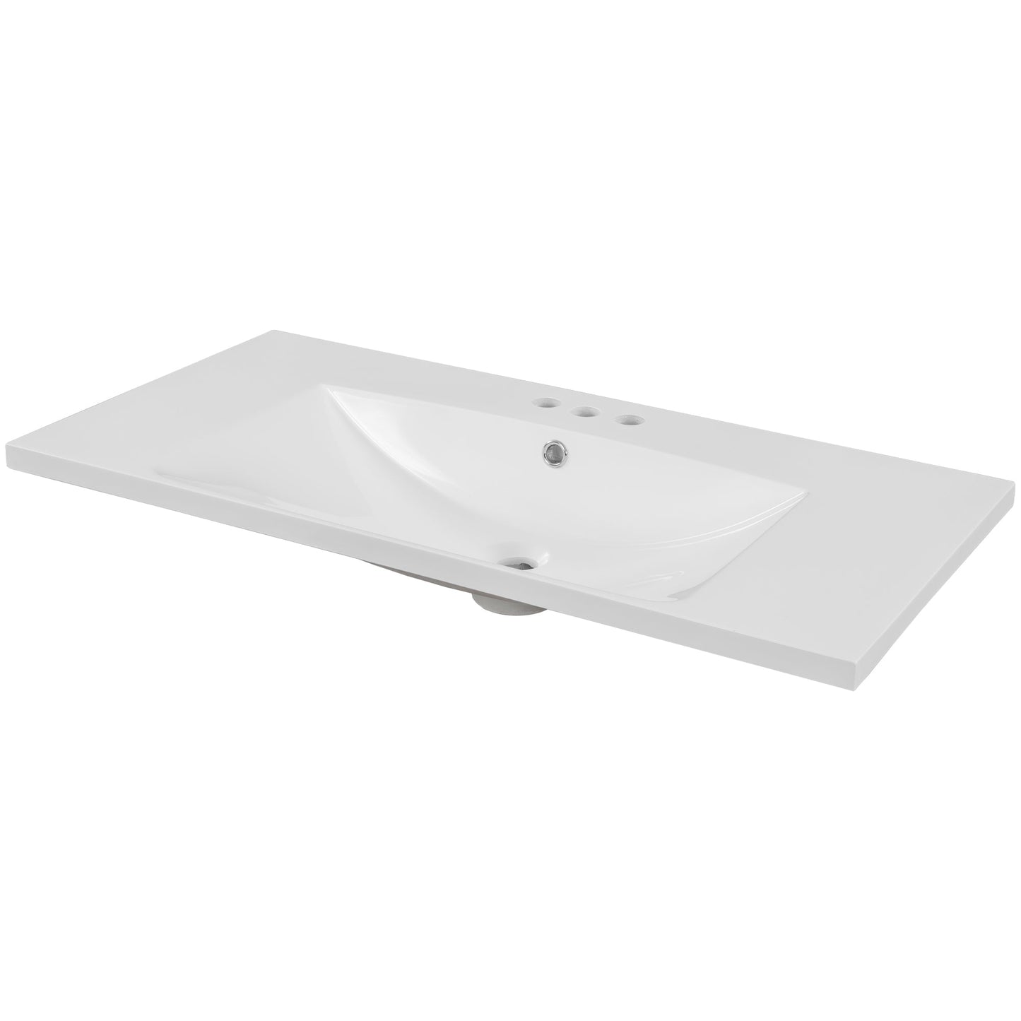 36" Single Bathroom Vanity Top with White Basin  3-Faucet Holes Ceramic  White - Korvel