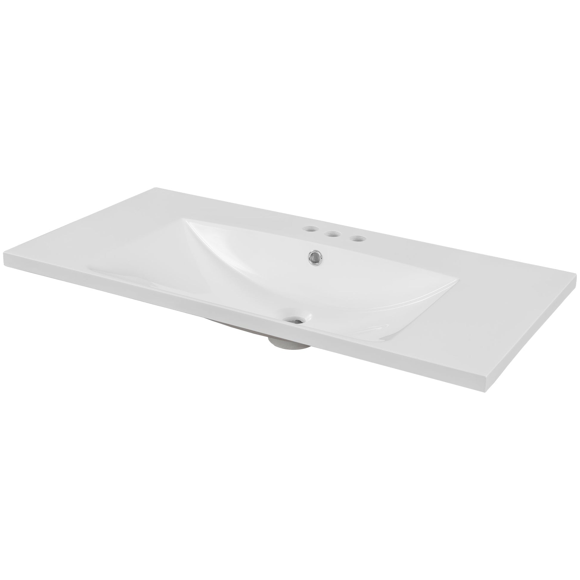 36" Single Bathroom Vanity Top with White Basin  3-Faucet Holes Ceramic  White - Korvel