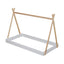 Twin Size Tent Floor Bed with Triangle Structure  White+Natural - Korvel