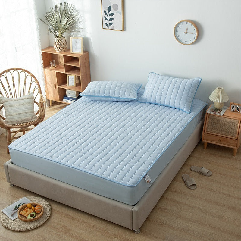 Waterproof Bed Linen with Elastic Bands Fitted Sheet Home Winter Solid Color Mattress Cover - Korvel