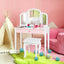 Kids Princess Makeup Dressing Table with Tri-Folding Mirror - White