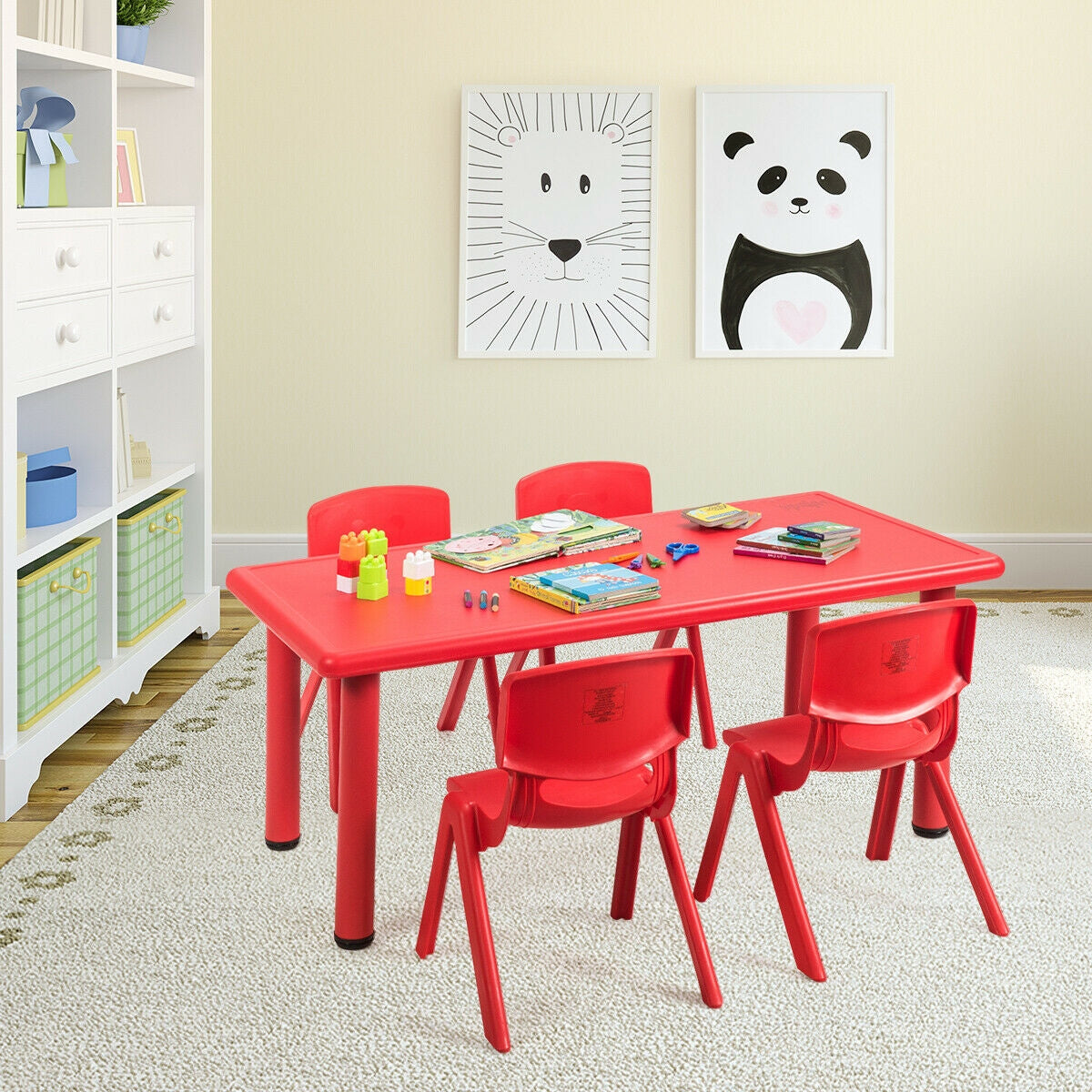 Paquete de 4 Sillas Apilables para Niños - Rojo