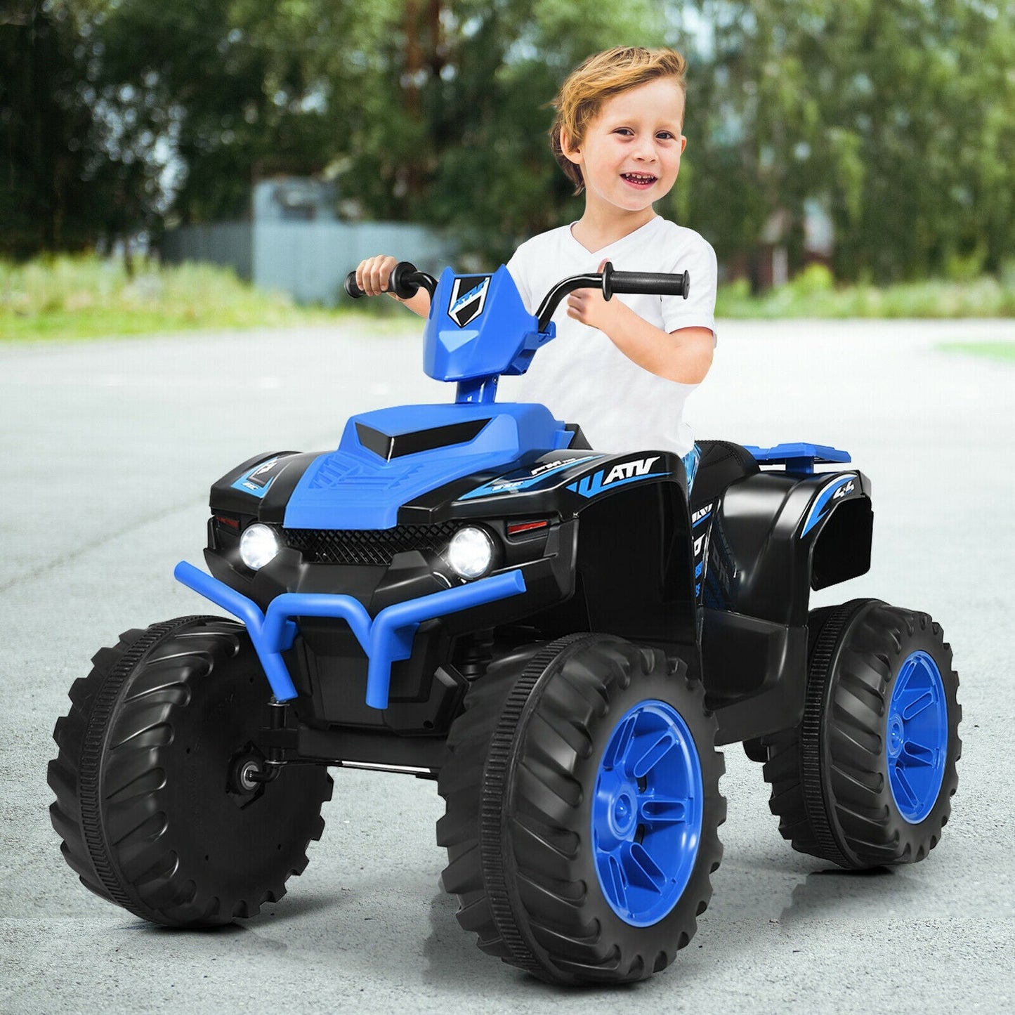 12V Kids Ride-On ATV with LED Lights - Navy