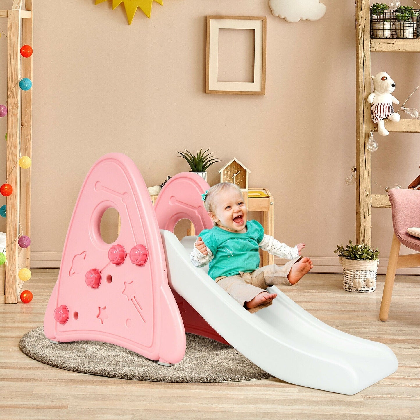 Freestanding Baby Slide Indoor Climber Set - Pink