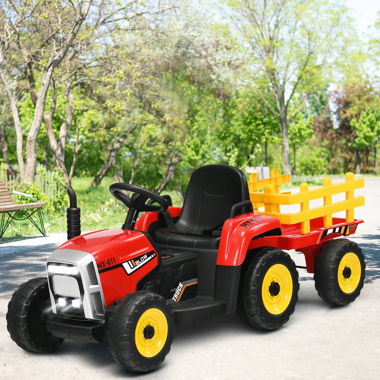 Tracteur Électrique 12V à Conduite pour Enfants 3+ - Rouge