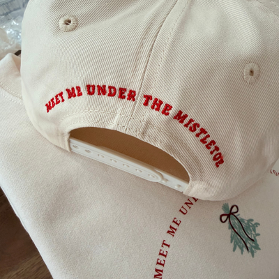 Mistletoe Holiday Embroidered Snapback Cap