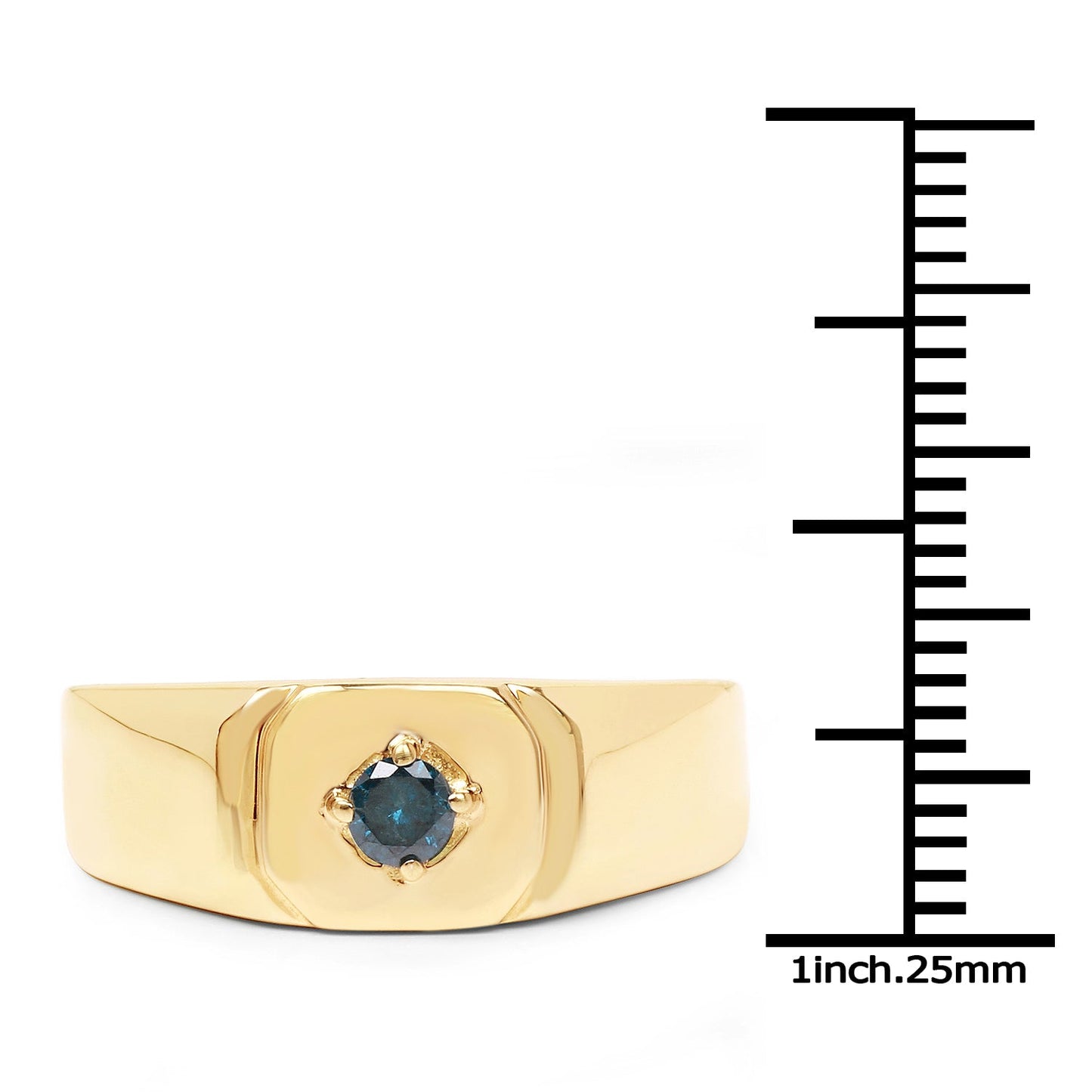 Bague de fiançailles en argent sterling plaqué or jaune 14K avec diamant bleu