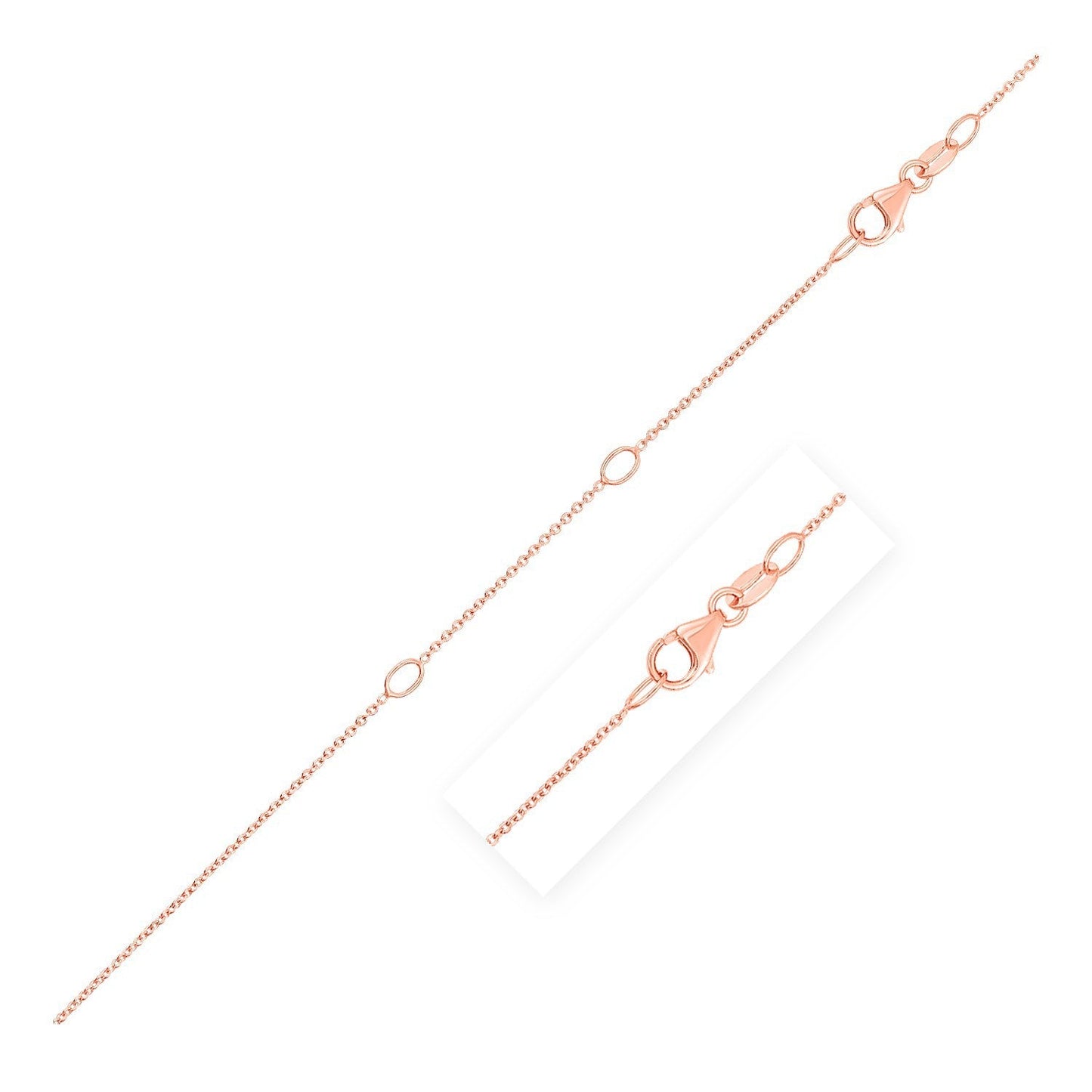 14k Rose Gold Double Extendable Cable Chain Necklace