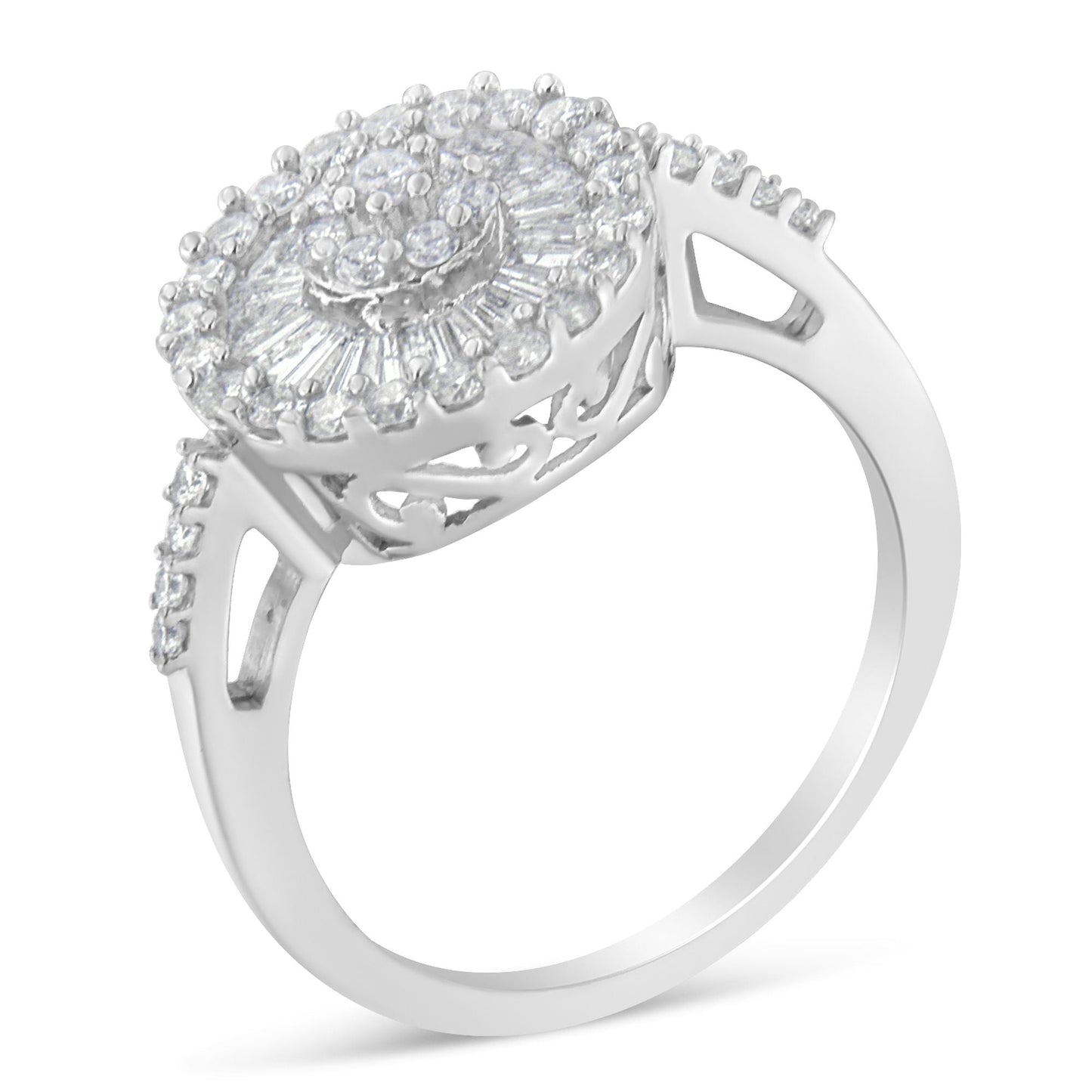 Bague cocktail en diamant en or blanc 10KT