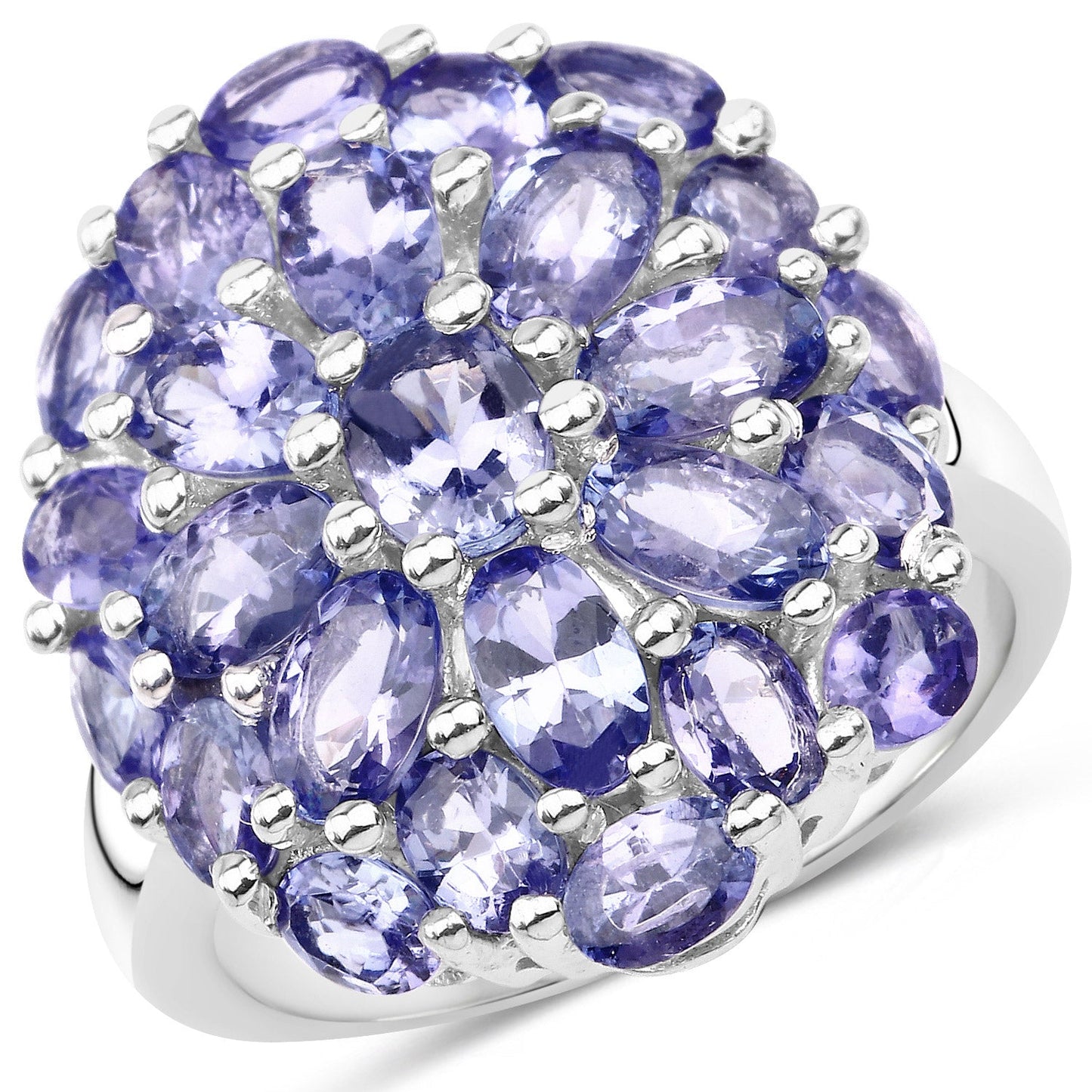 Bague cocktail en argent sterling avec tanzanite véritable de 7,08 carats