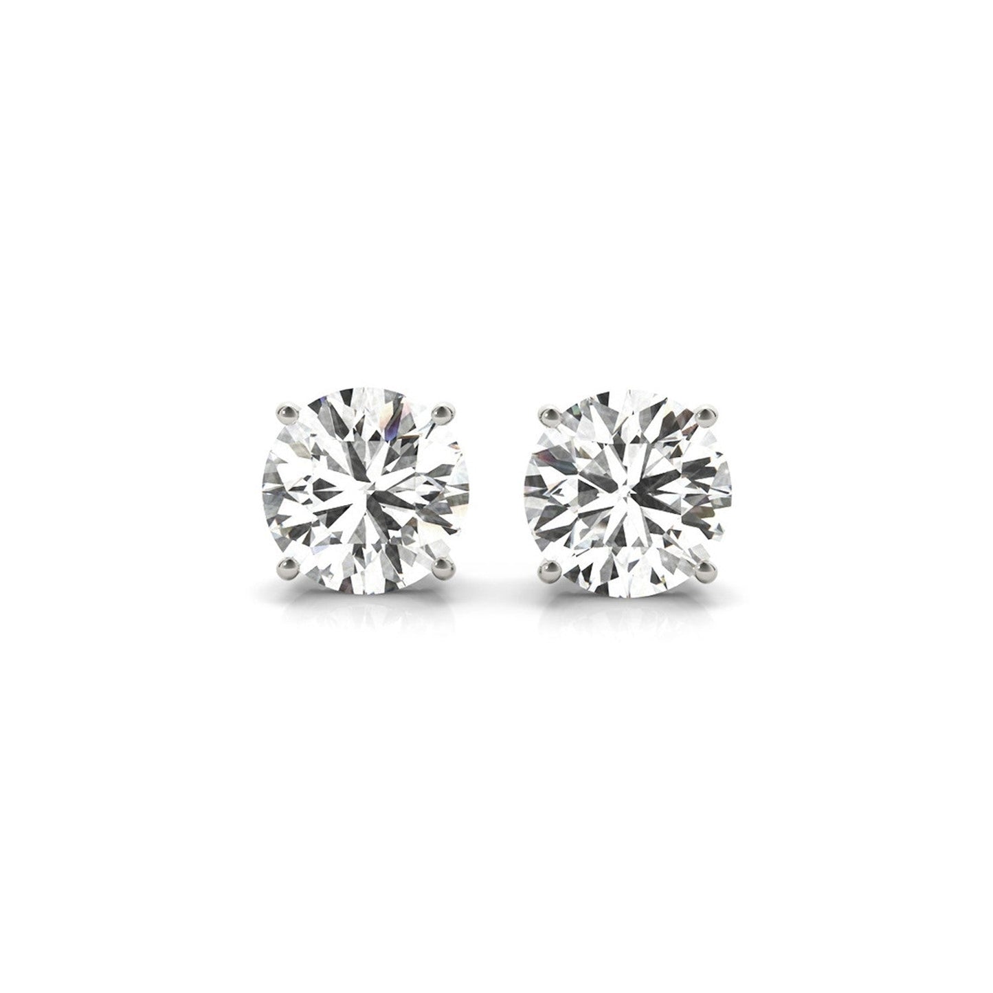 Pendientes de diamante redondo cultivado en laboratorio IGI certificados de 4 cttw en oro blanco de