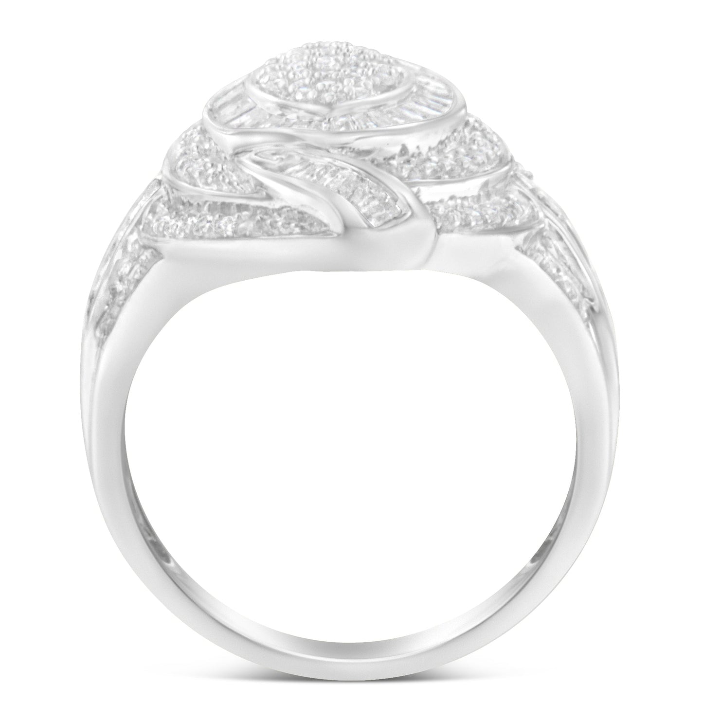 Anillo de triple halo de clúster marquise de diamantes en plata esterlina .925 - Talla 6