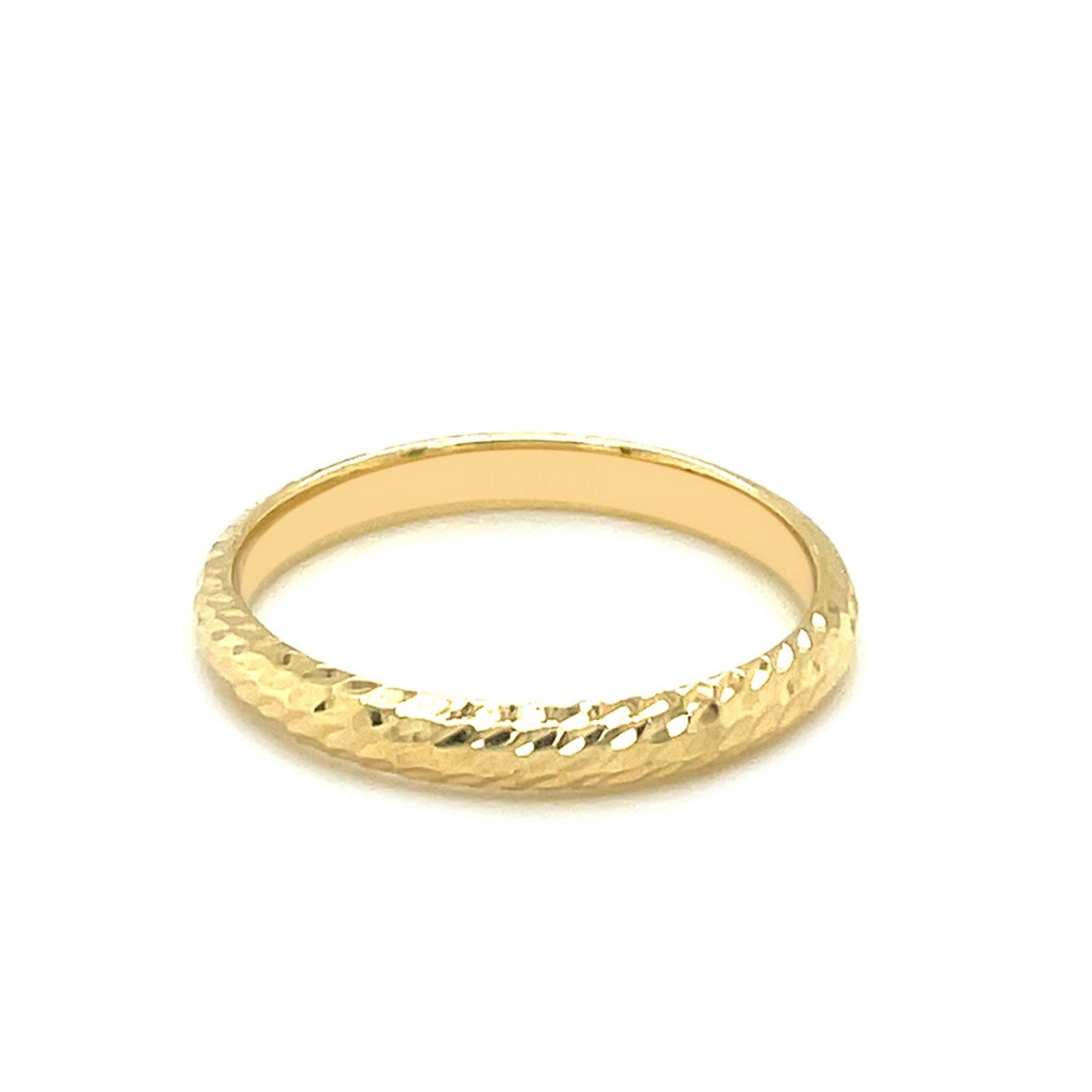 Bague de mariage en or jaune 14k texturée à confort ajusté