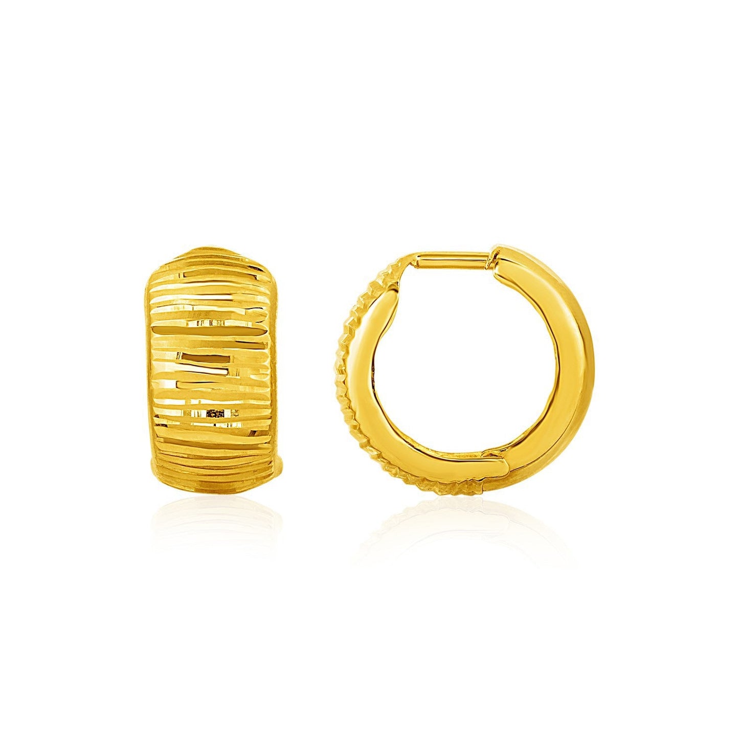 Pendientes Reversibles Texturizados y Suaves en Oro Amarillo de 10k