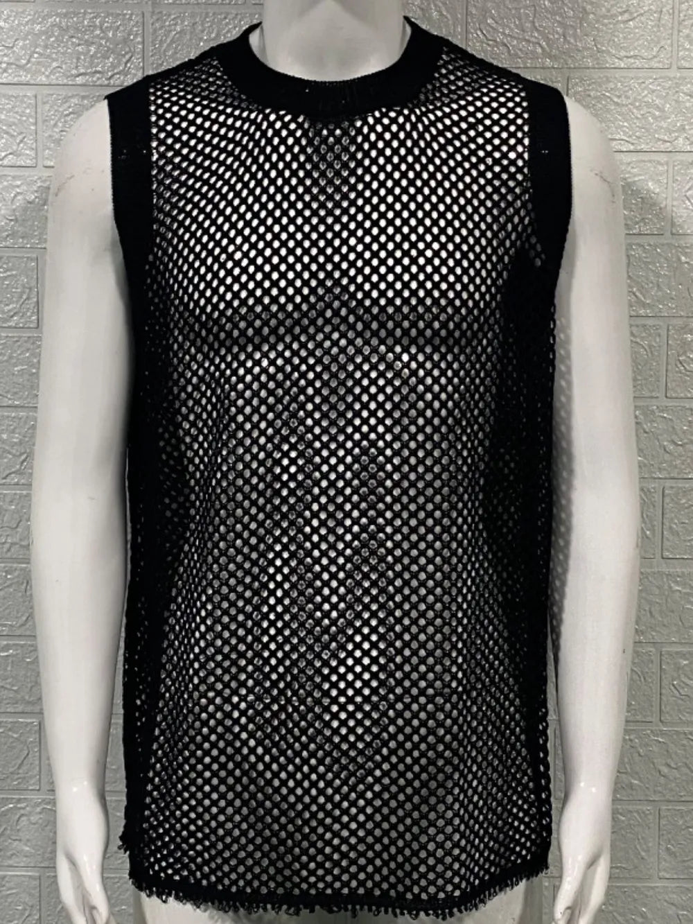 Débardeur en tricot sans manches à col rond pour homme