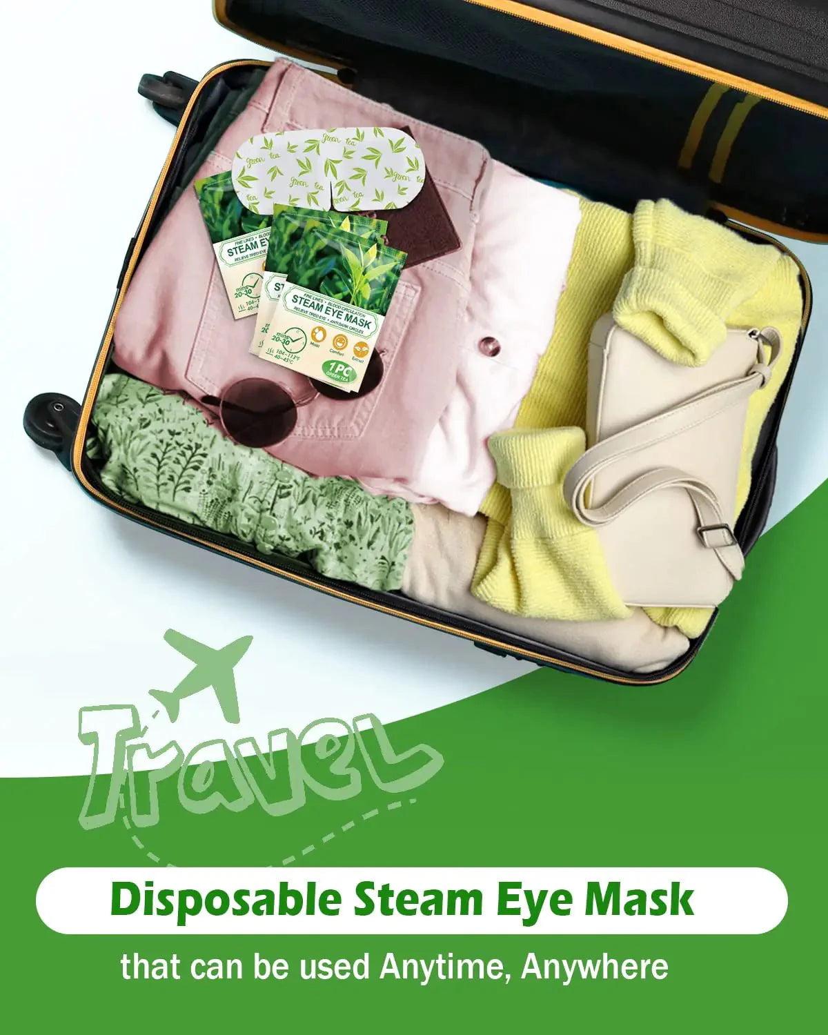 Green Tea Steam Eye Masks - 16 Pack for Relaxation