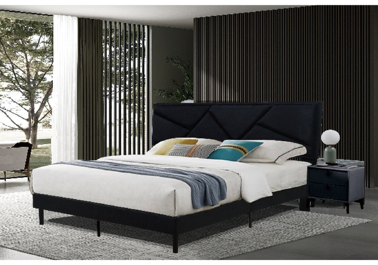 02 Q Black Platform Bed
