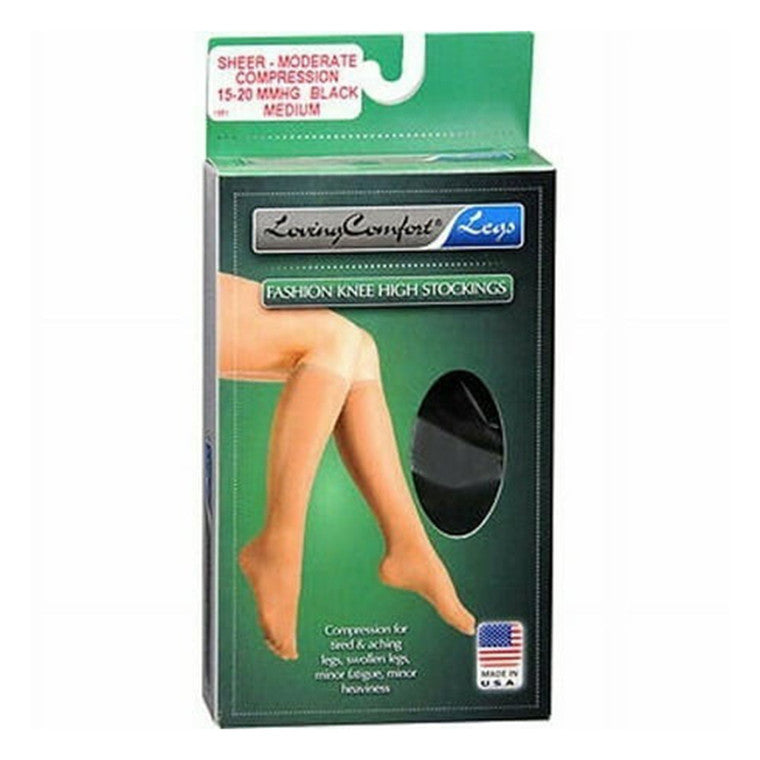 Bas de genou Fashion Loving Comfort – Compression transparente (Noir, Moyen)