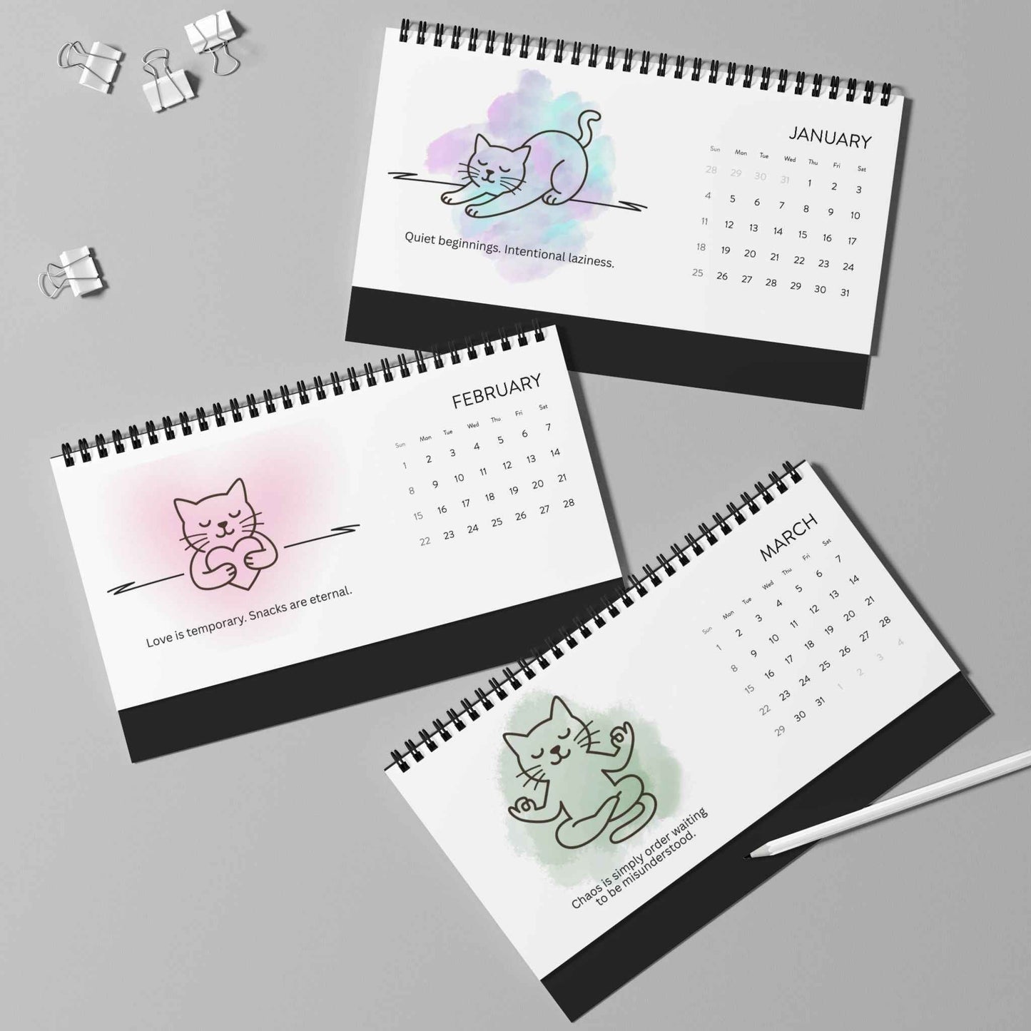 Calendario de Escritorio de Filosofía Gato | Un Año de Sabiduría con Bigotes