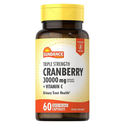 Sundance Vitamins Ultra Triple Force de Canneberge 15 000 Mg + Vitamine C - 60 Capsules