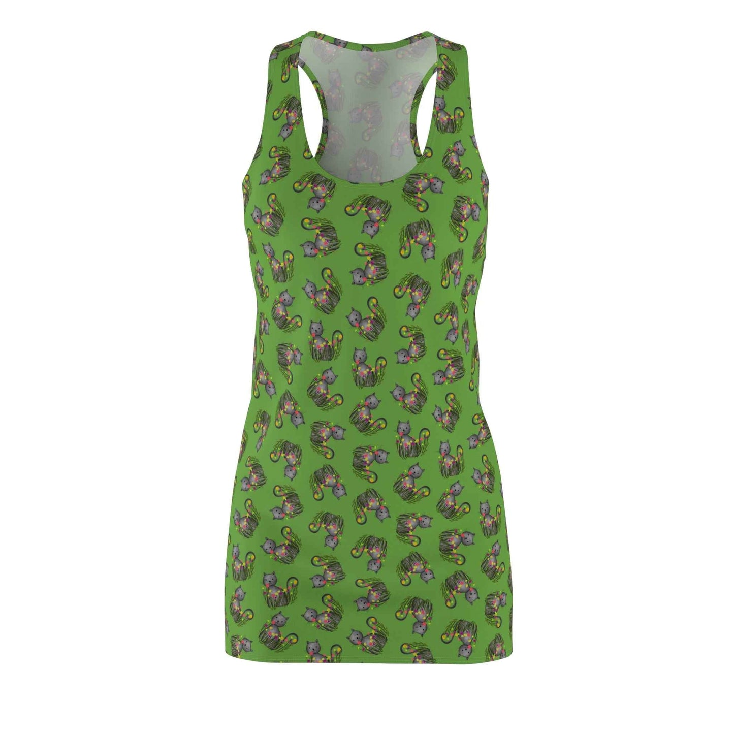 Green WhimsiCat Racerback Dress – Playful Athletic Style