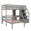 Cama loft tamaño twin con escalera de almacenamiento y escritorio - Gris