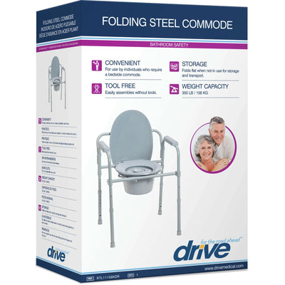 Drive Medical Folding Steel Commode for Enhanced Accessibility