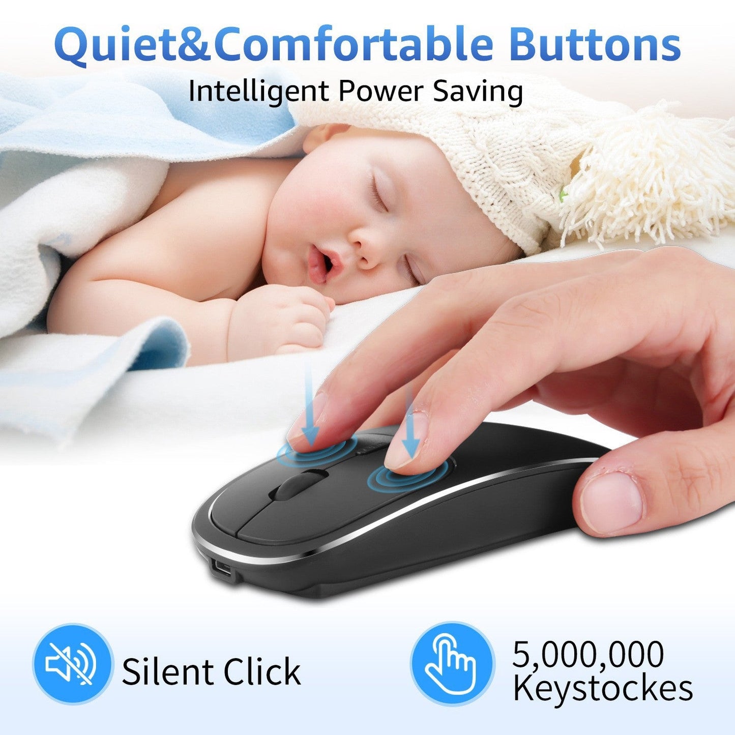 Wireless Mouse Charging Silent 2.4G Mouse Male and Female Portable Desktop Notebook Office - Korvel