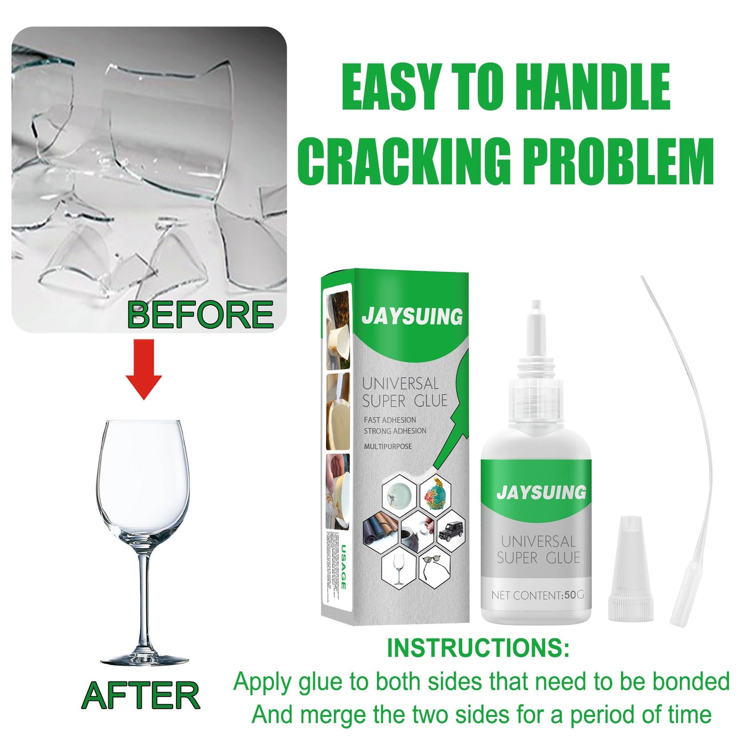Jaysuing Multifunctional Adhesive Glue Repair Tile Leather Wood Repair Manual DIY Quick Dry Adhesive - Korvel