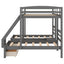 Gray Full over Twin Bunk Bed with Drawers