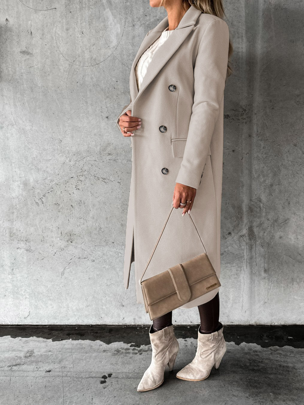 Double Breasted Lapel Coat - Premium Winter Overcoat for Women
