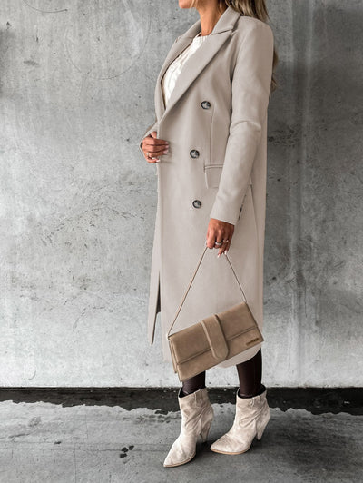 Double Breasted Lapel Coat - Premium Winter Overcoat for Women