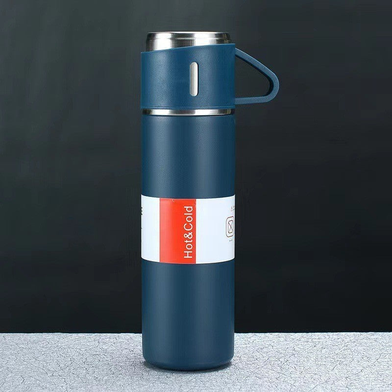 A cup of three-lid thermos cup portable fashion gift box set stainless steel cup - Korvel
