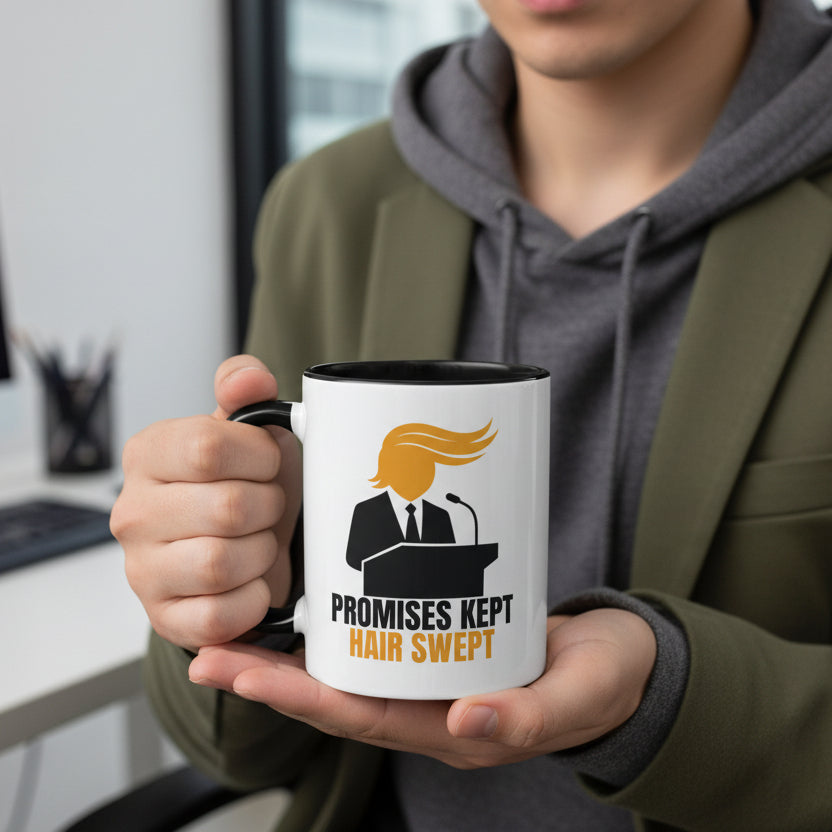 Promises Kept, Hair Swept Two-Tone Coffee Mug