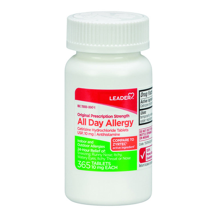 Tabletas para Alergias Todo el Día de Leader Health Care, 10 Mg - Fuerza Original
