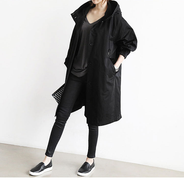 Women's Casual Windbreaker Jacket with Hood and Pockets