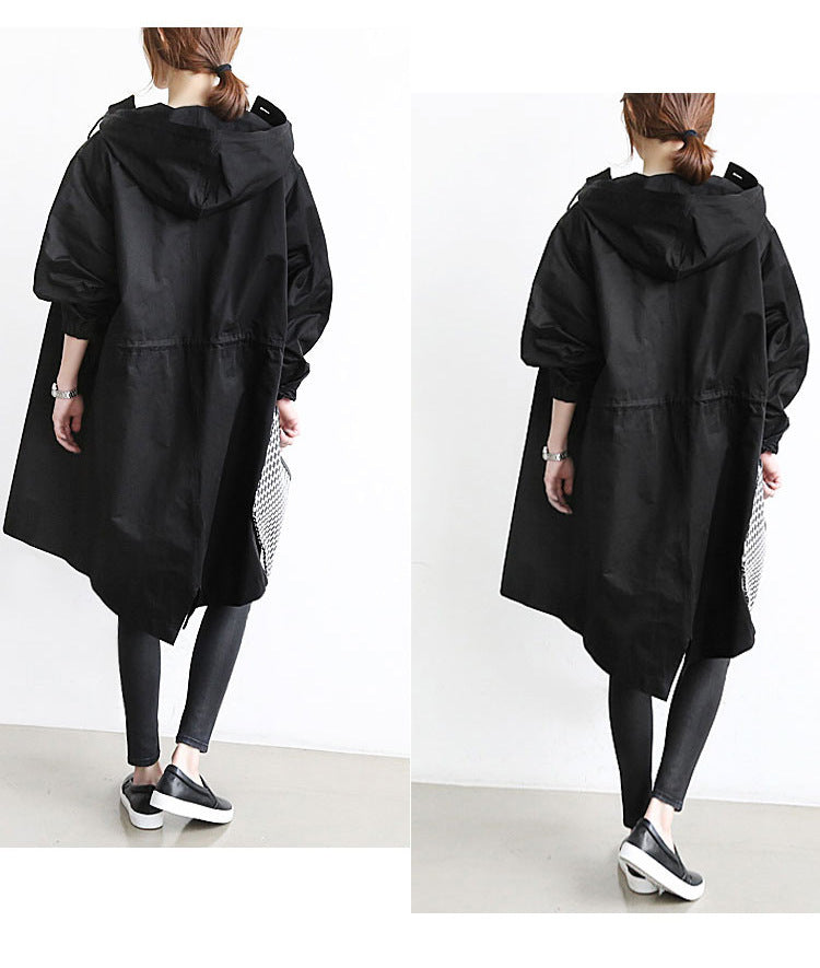 Women's Casual Windbreaker Jacket with Hood and Pockets