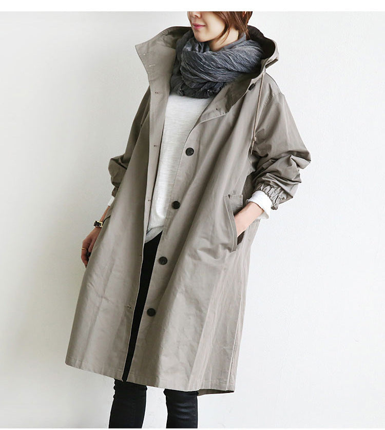 Women's Casual Windbreaker Jacket with Hood and Pockets
