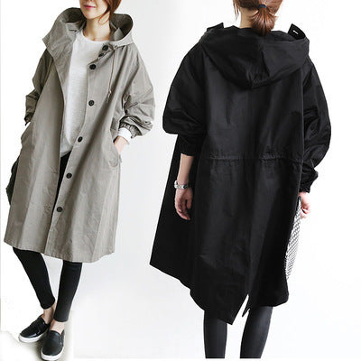Women's Casual Windbreaker Jacket with Hood and Pockets