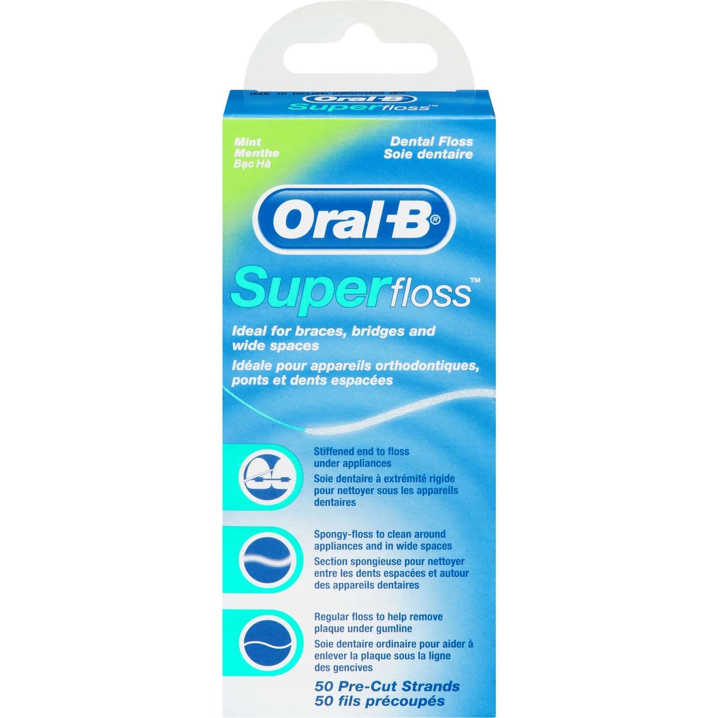 Fil de soie dentaire pré-coupé Oral-B Super Floss, menthe