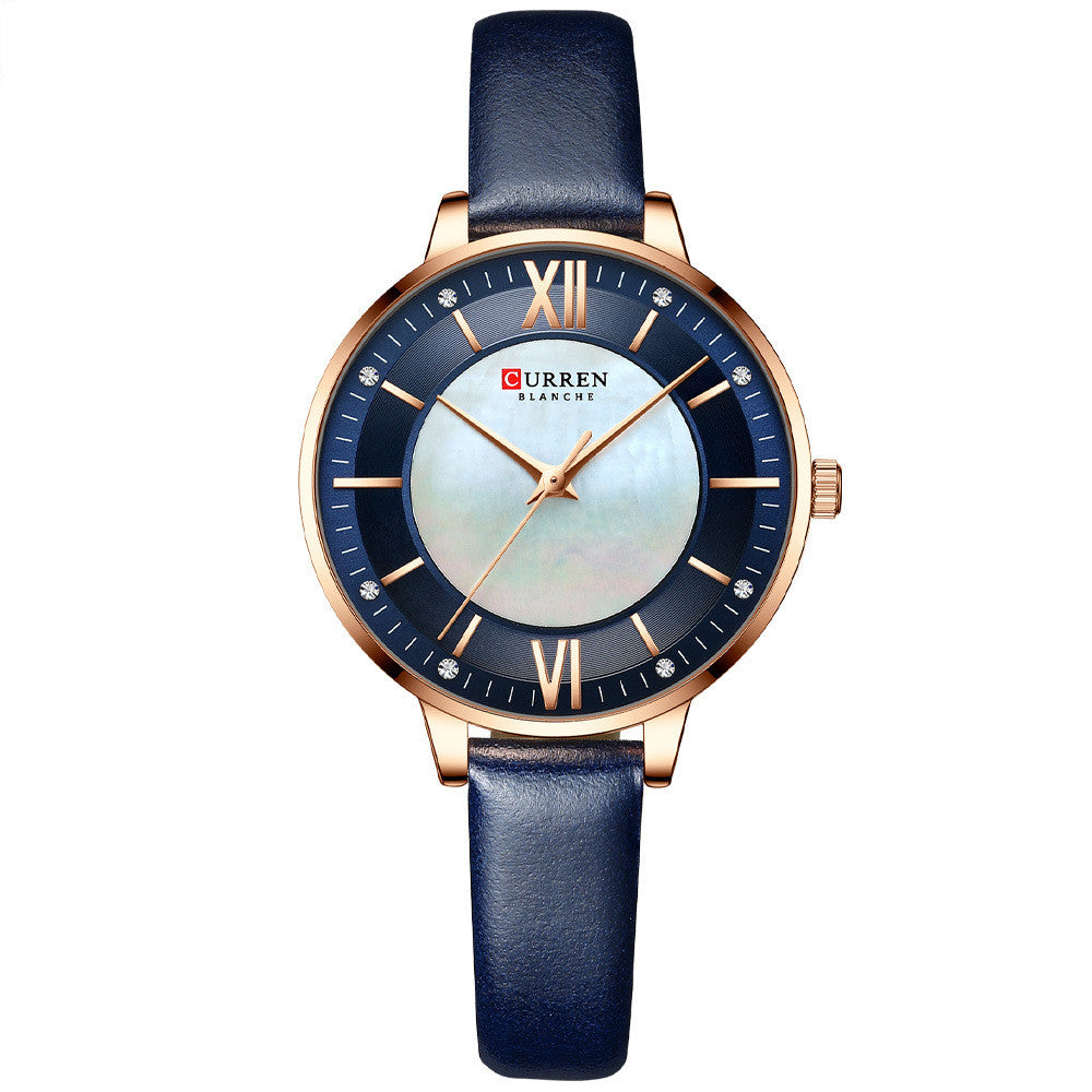 Montre à Quartz Élégante pour Femmes avec Bracelet en Cuir Véritable