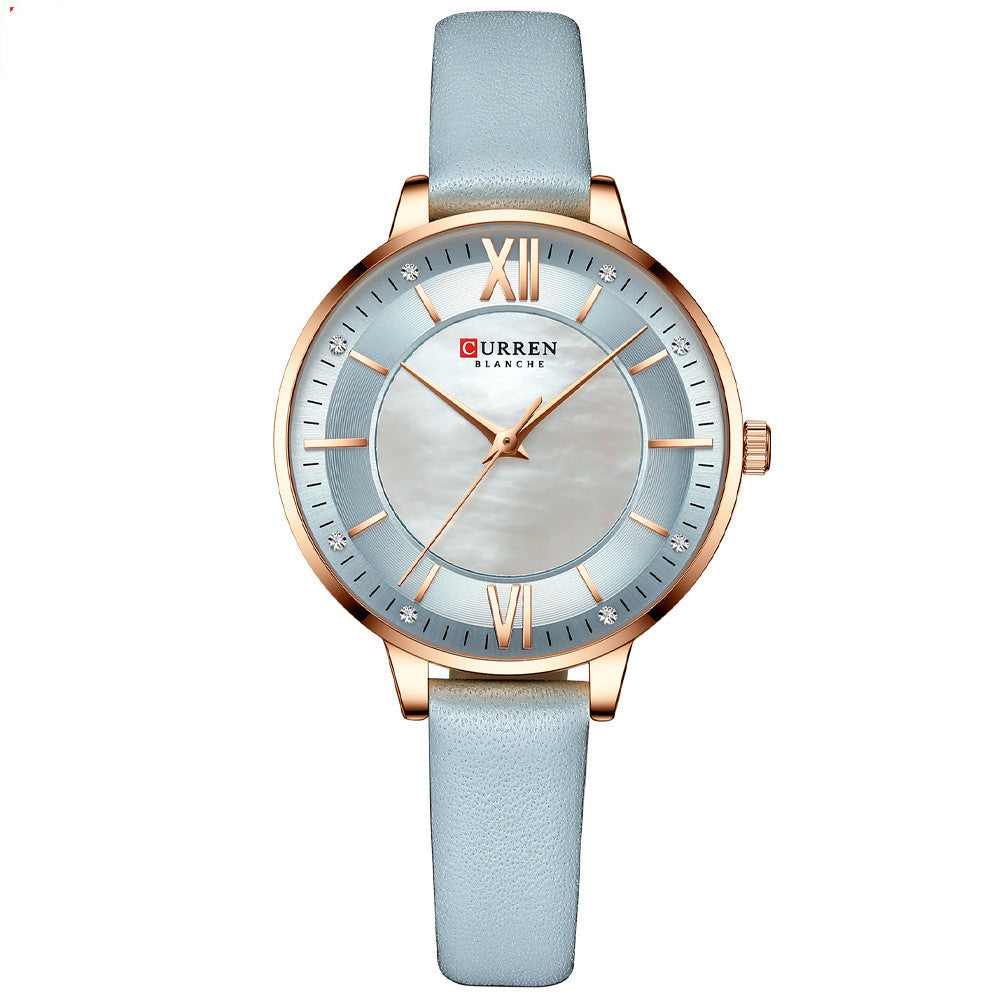 Montre à Quartz Élégante pour Femmes avec Bracelet en Cuir Véritable