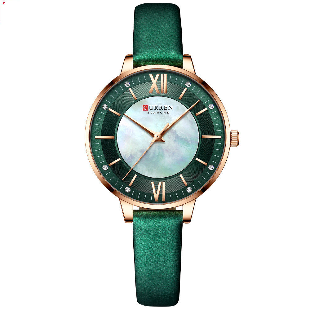 Montre à Quartz Élégante pour Femmes avec Bracelet en Cuir Véritable