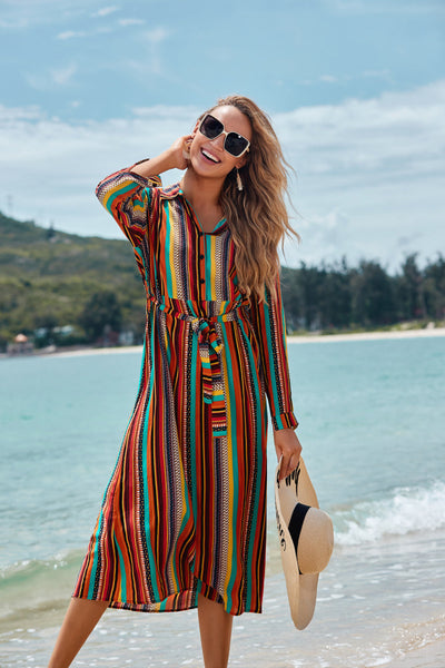 Elegant Striped Beach Skirt for Sun Protection
