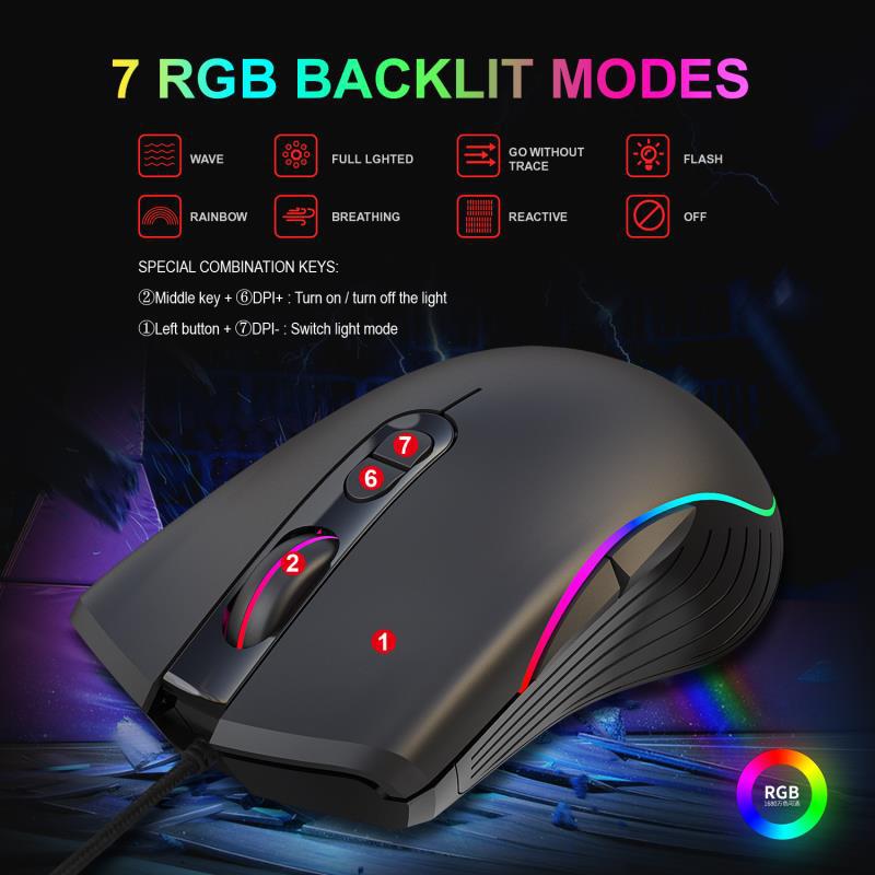 Souris de jeu filaire lumineuse - Précision et confort