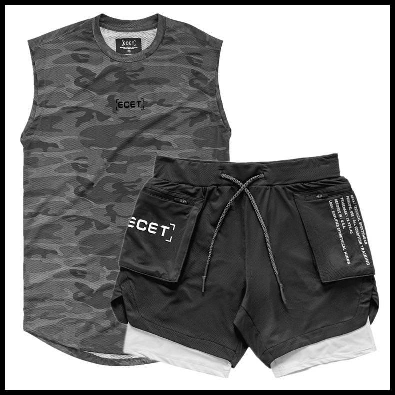 Ensemble de shorts de sport et débardeur à double couche premium